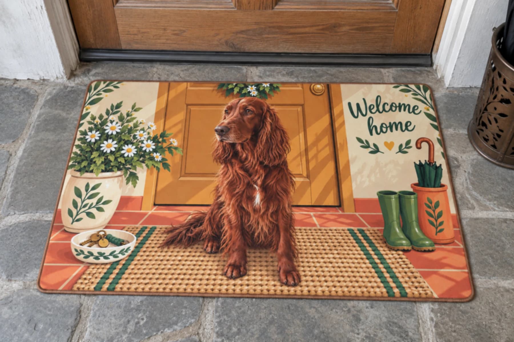 The The Welcome Committee mat drawn from that photo