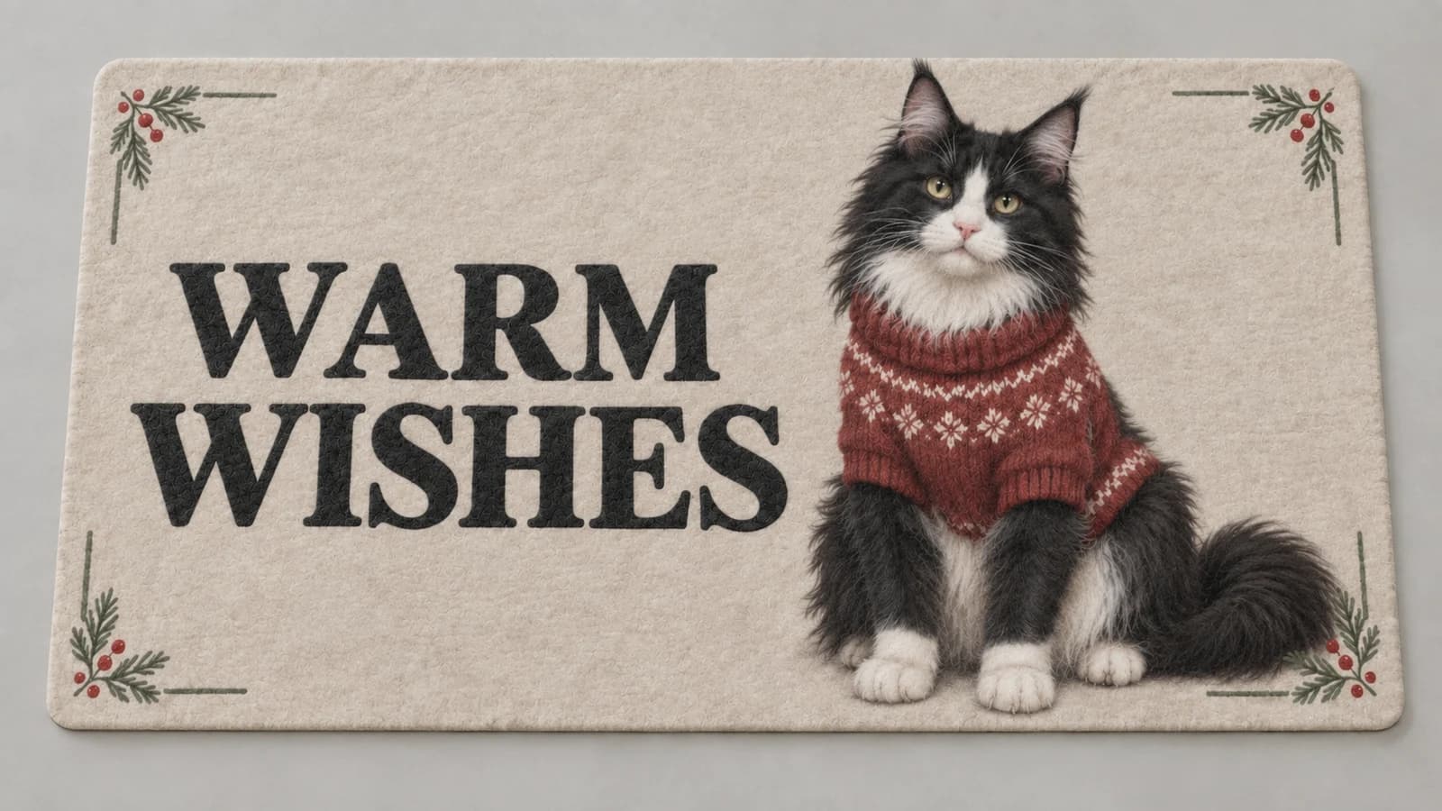 Warm Wishes mat photographed in a studio