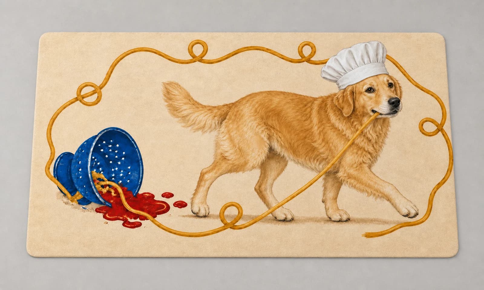 The Pasta Chef mat photographed in a studio