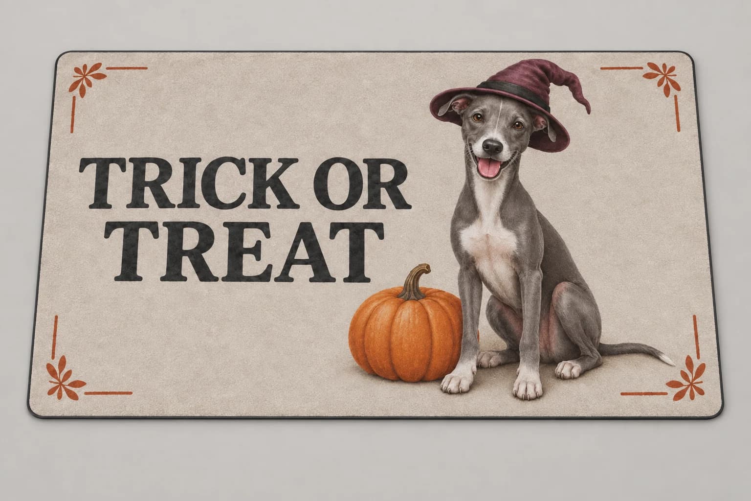 Pumpkin Spell mat photographed in a studio
