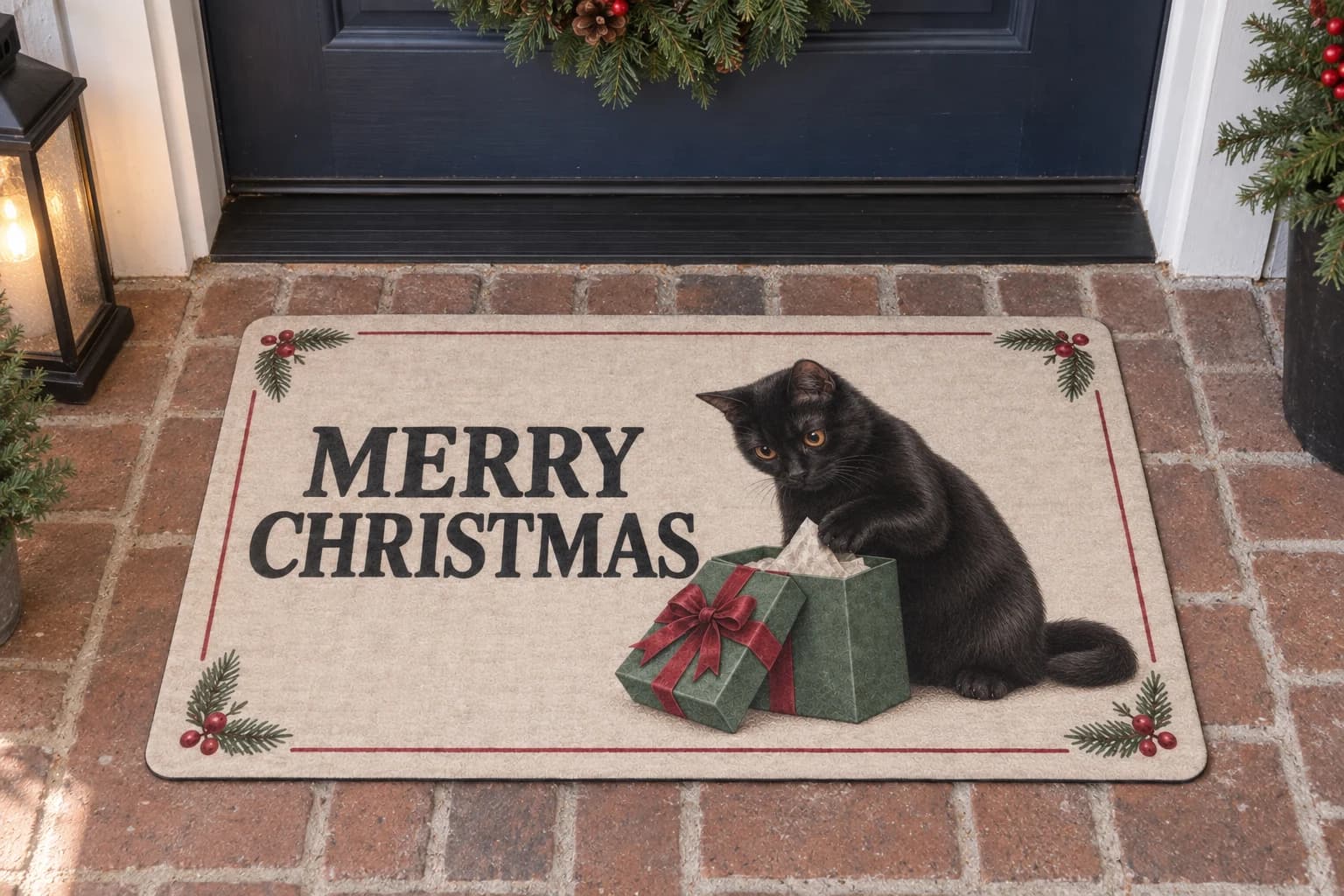 Quality Control mat outside a covered front door