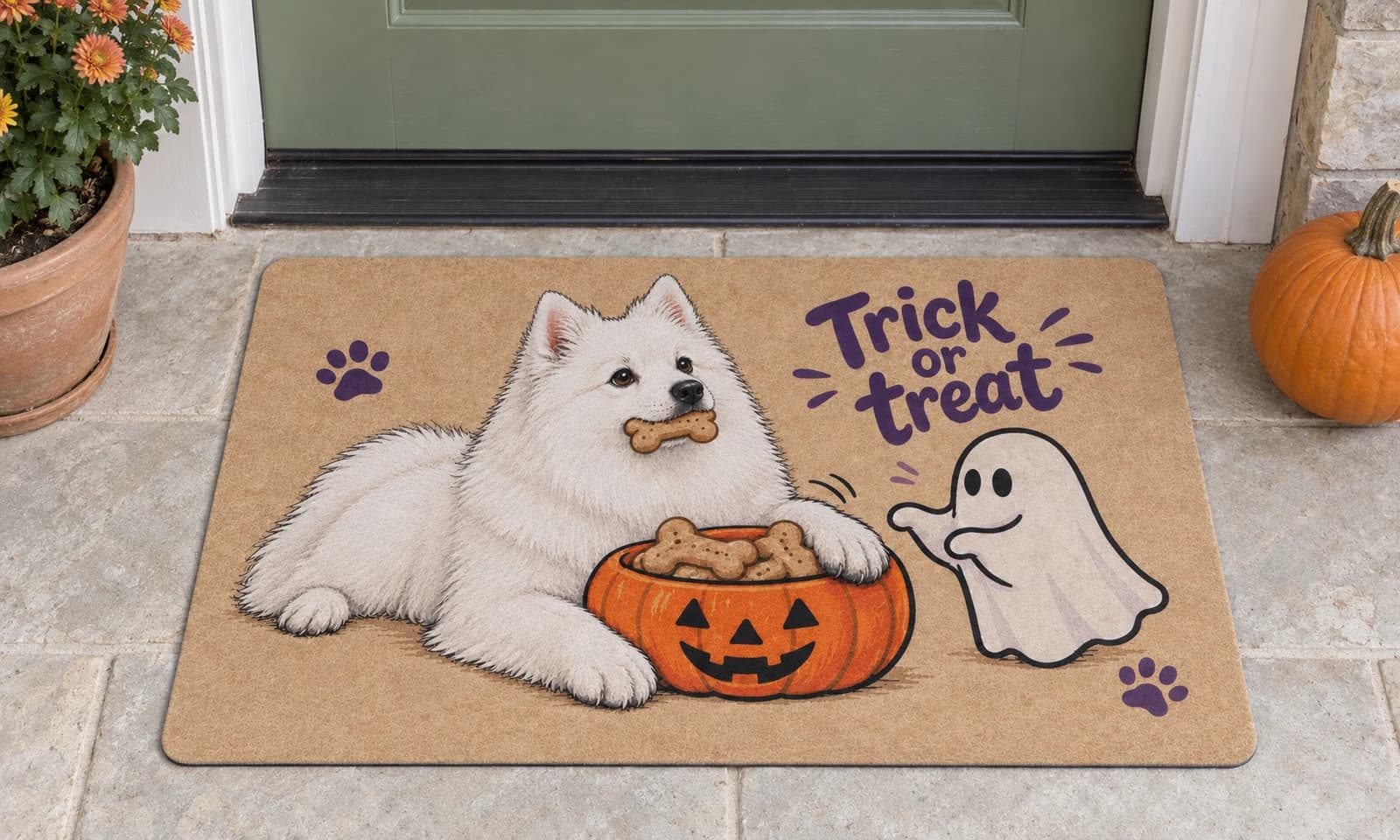 Treat Tax mat outside a covered front door