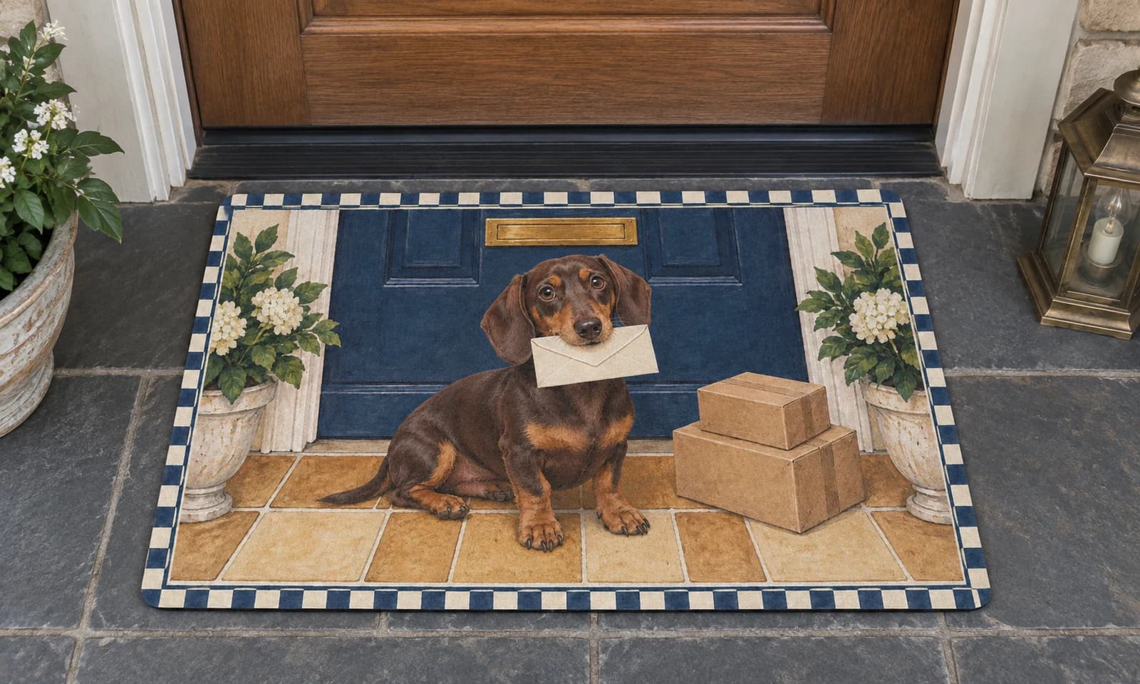 Special Delivery mat outside a covered front door