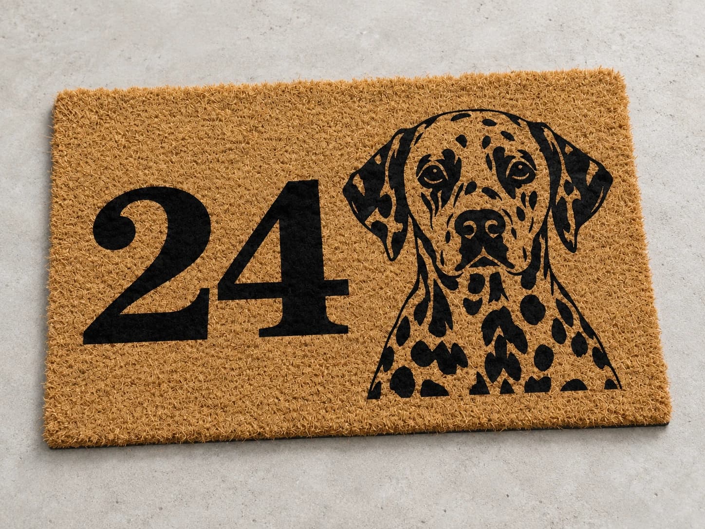 Apartment Number coir mat photographed in a studio