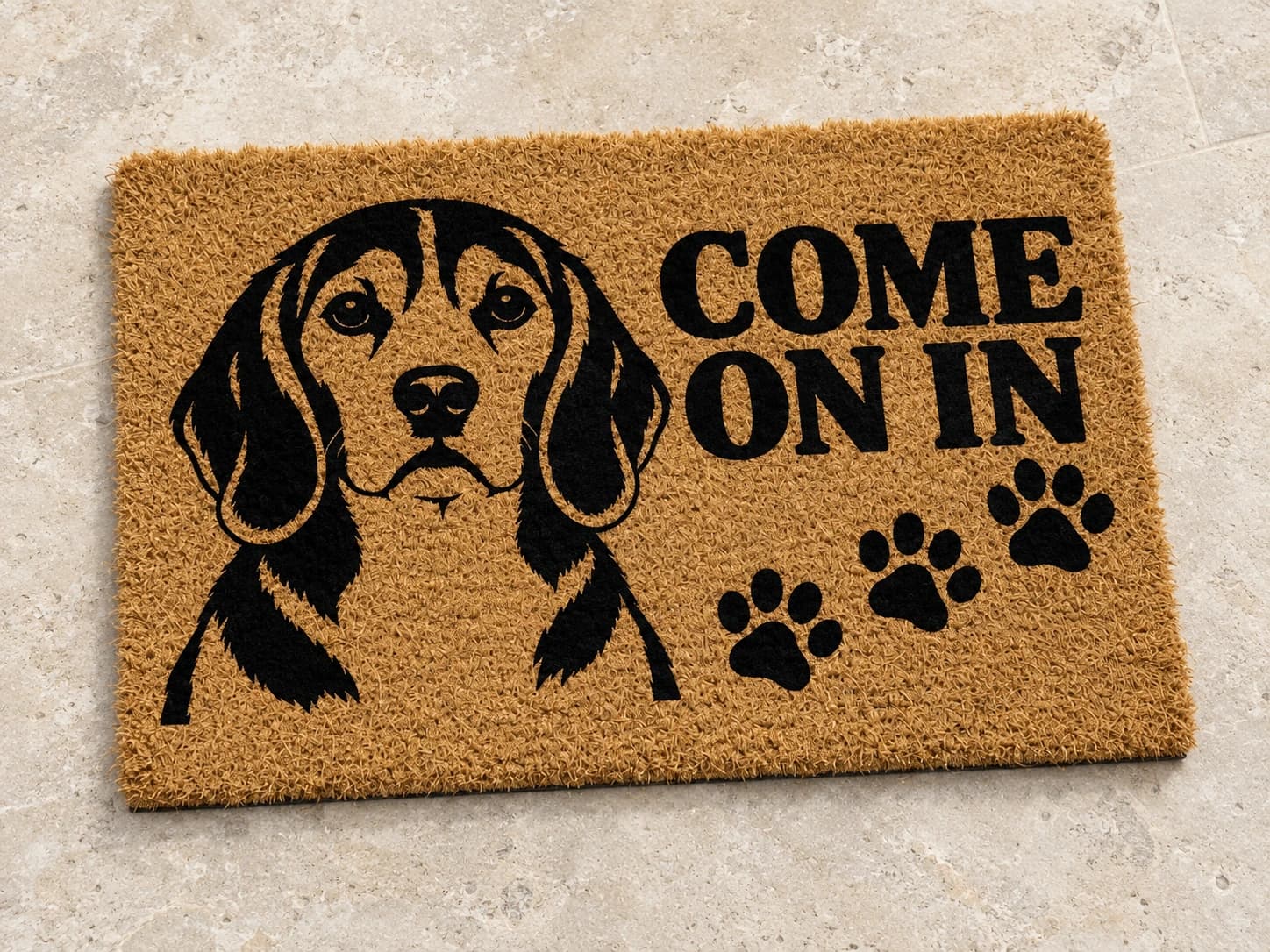 Paw Trail coir mat photographed in a studio
