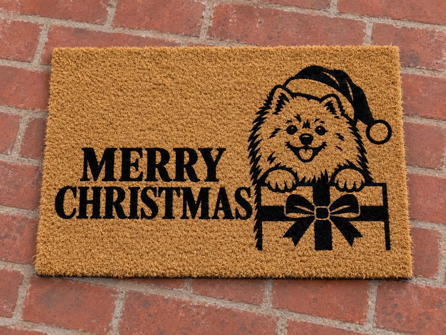 Santa & Gift coir mat photographed in a studio