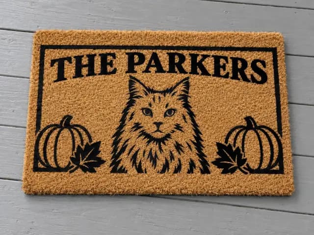 Autumn Nameplate personalized outdoor mat example