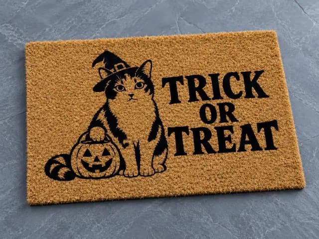 Treat Bucket personalized outdoor mat example