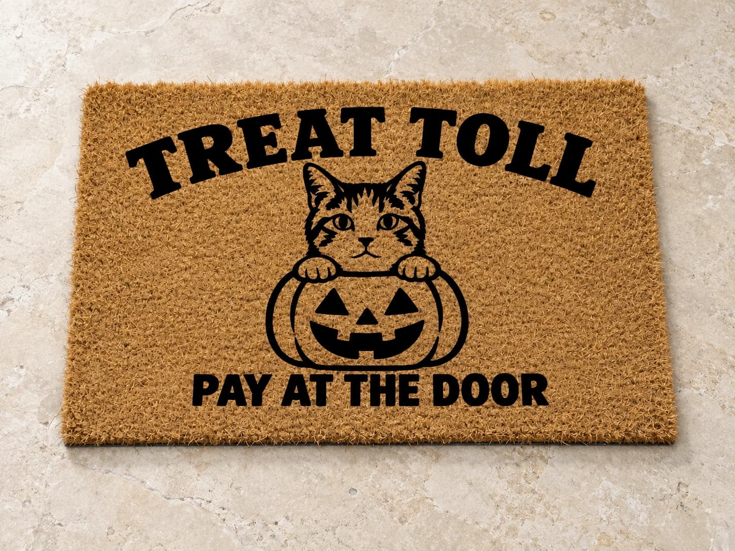 Treat Toll coir mat photographed in a studio